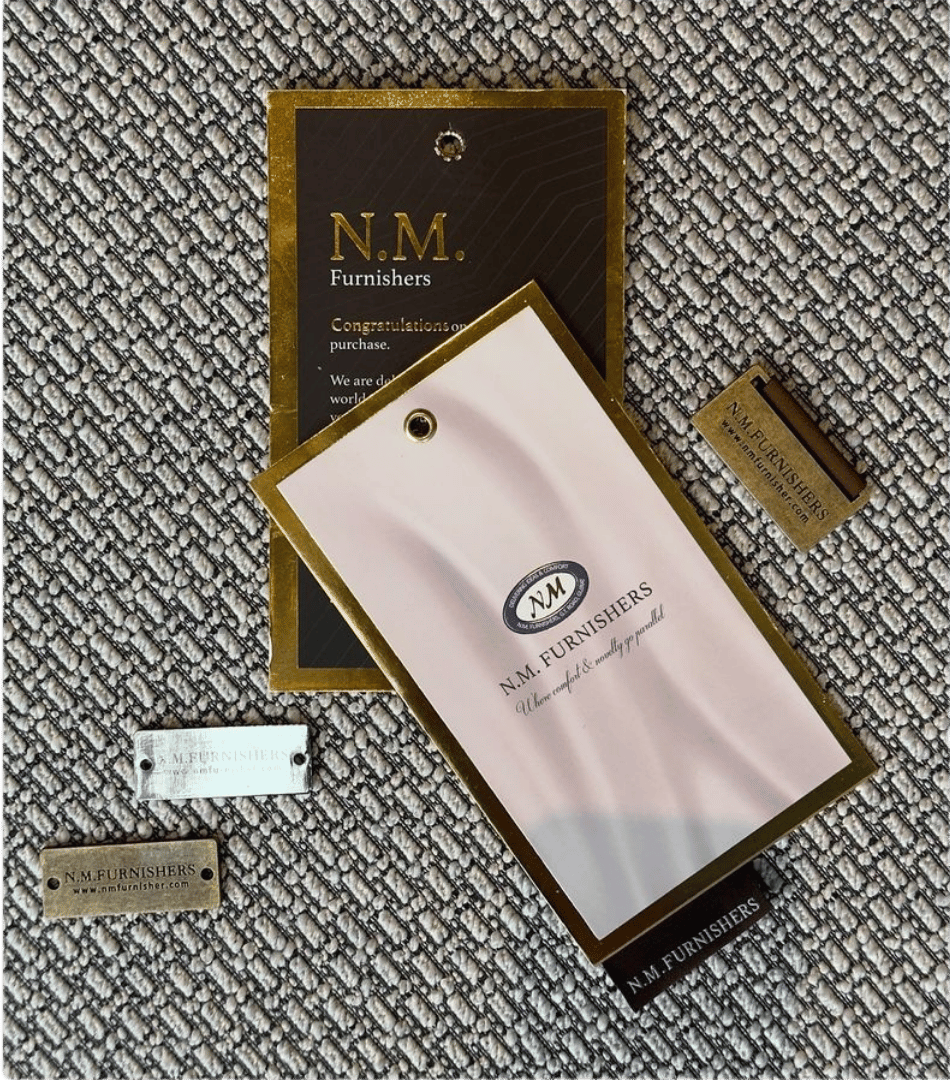 N.M Furnishers branding materials displayed by a trusted furniture exporter in Pakistan