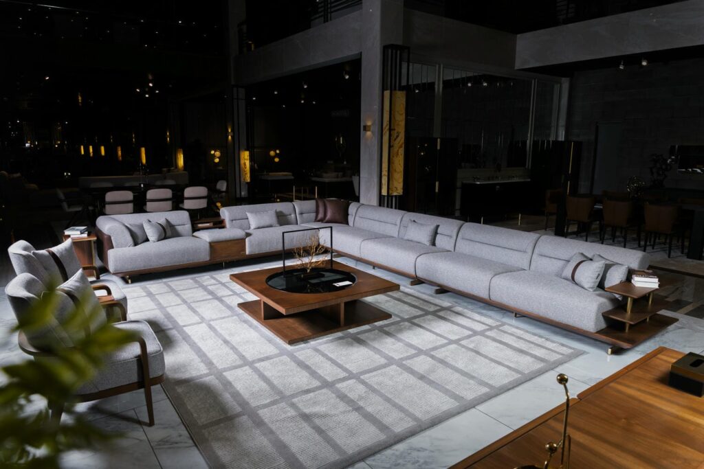Modern fabric sofa in Pakistan with premium upholstery and contemporary living room setup