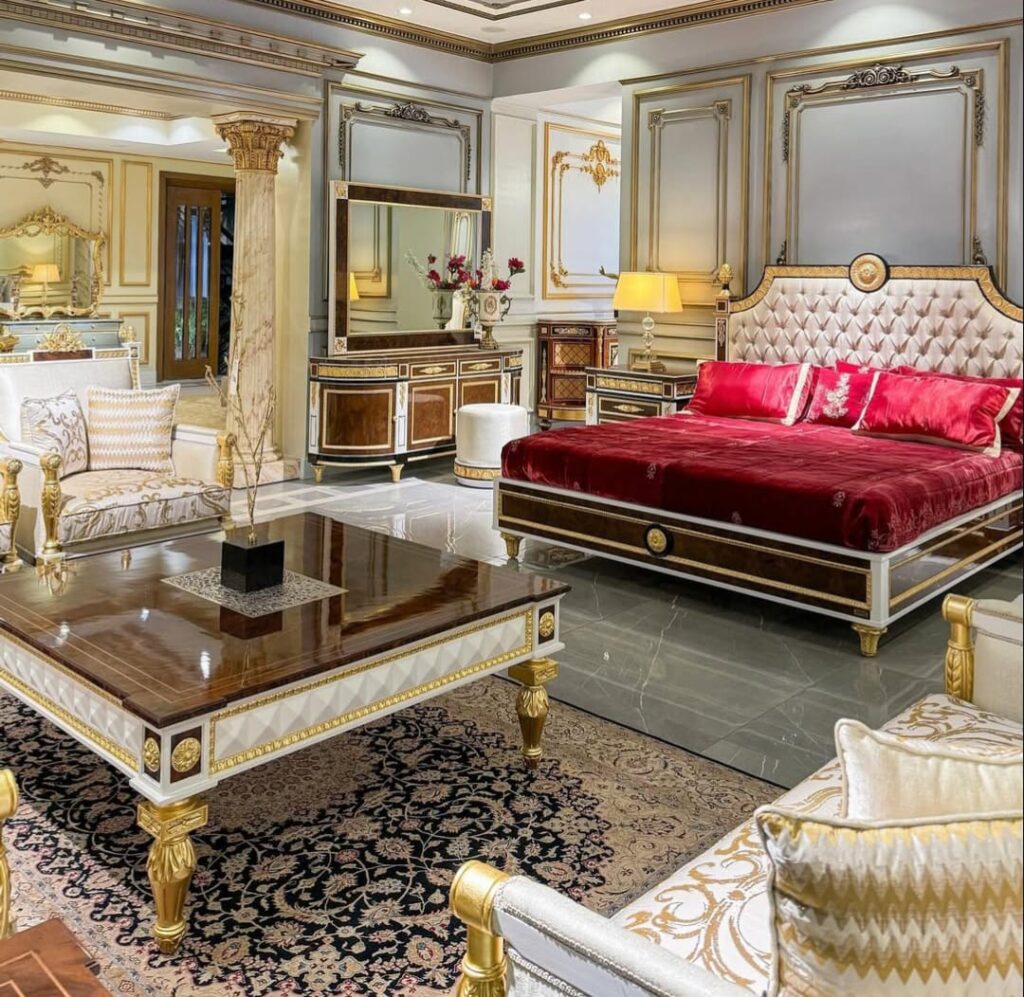 Luxury living room home furniture in Pakistan with modern sofa set and center table