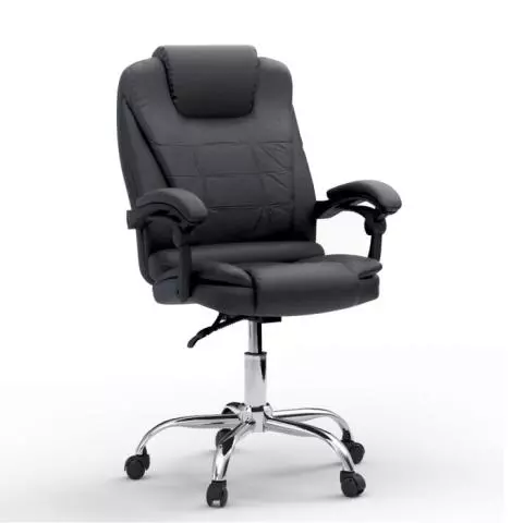 black executive office chair Pakistan with cushioned seat headrest and swivel wheels