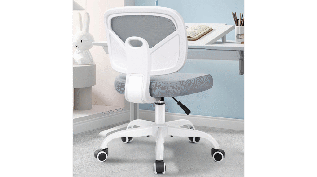 Ergonomic mesh office chair white with lumbar support and adjustable height for long working hours in Pakistan