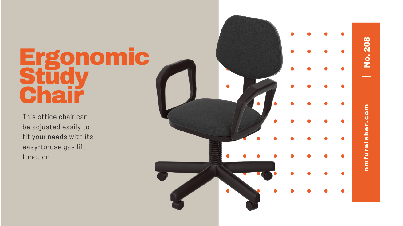 Ergonomic study office chair black with adjustable height for students in Pakistan