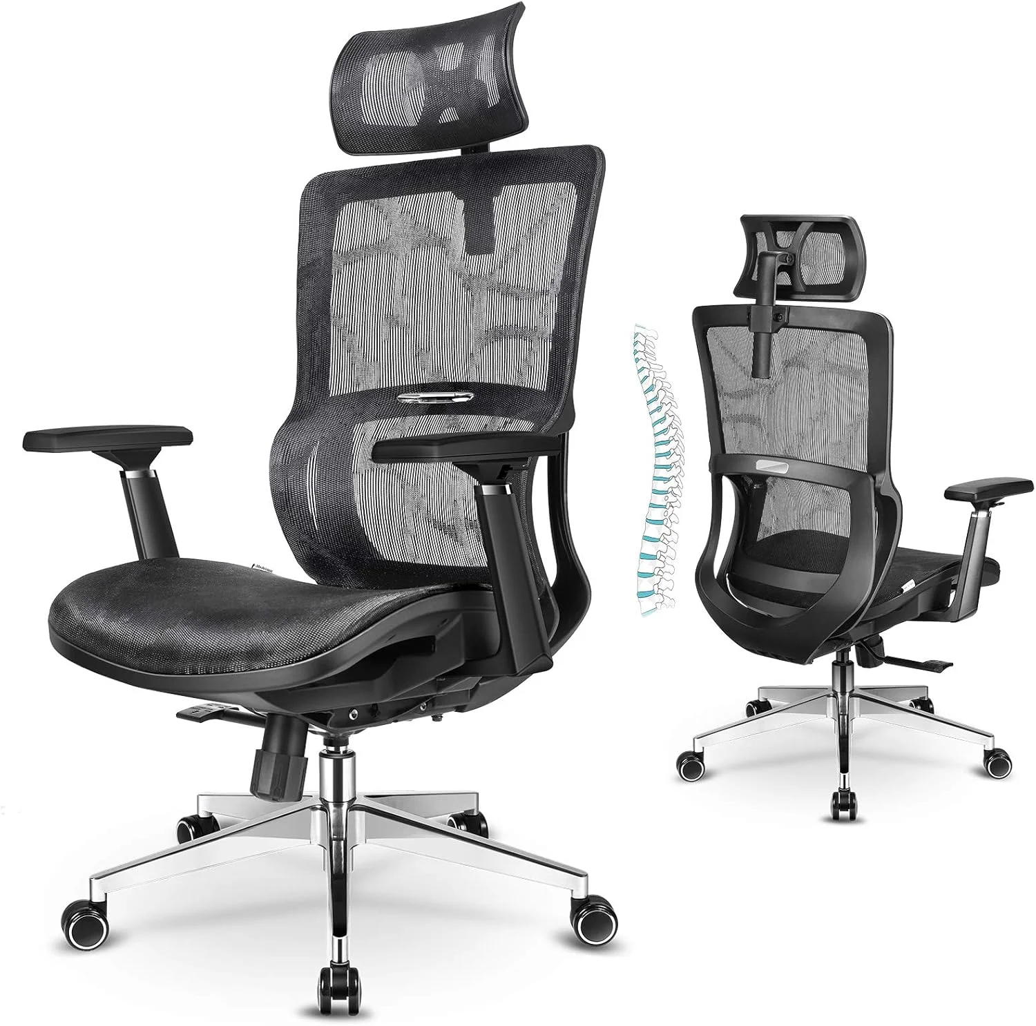 Ergonomic mesh office chairs in Pakistan with headrest lumbar support and adjustable armrests for long working hours